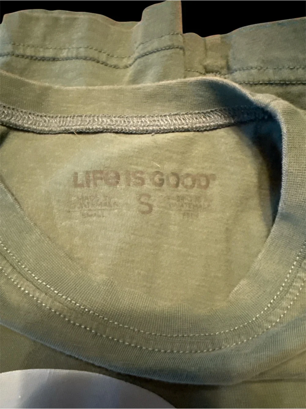 Life Is Good Olive Green Crewneck Tee with Subtle Logo - Picture 2 of 2